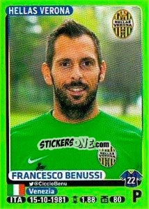Sticker Francesco Benussi - Calciatori 2014-2015 n. 187 - Panini