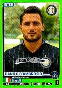Cromo Danilo D'Ambrosio - Calciatori 2014-2015 - Panini