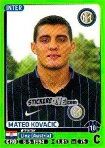 Sticker Mateo Kovacic - Calciatori 2014-2015 - Panini