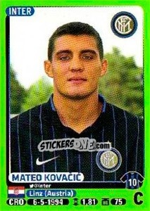 Figurina Mateo Kovacic - Calciatori 2014-2015 - Panini