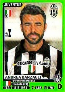 Cromo Andrea Barzagli - Calciatori 2014-2015 - Panini