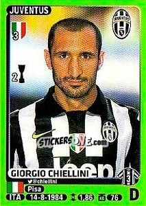 Sticker Giorgio Chiellini - Calciatori 2014-2015 n. 243 - Panini