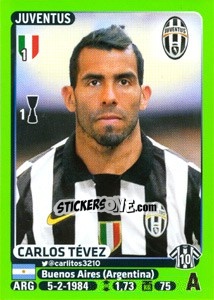 Sticker Carlos Tévez - Calciatori 2014-2015 n. 257 - Panini