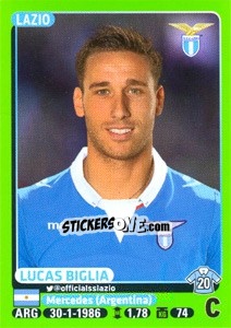 Sticker Lucas Biglia - Calciatori 2014-2015 - Panini