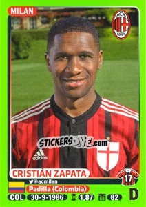 Sticker Cristián Zapata - Calciatori 2014-2015 n. 293 - Panini