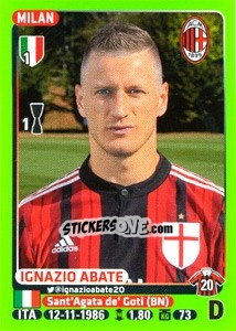 Cromo Ignazio Abate - Calciatori 2014-2015 - Panini