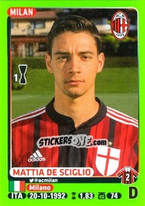 Sticker Mattia De Sciglio - Calciatori 2014-2015 n. 298 - Panini