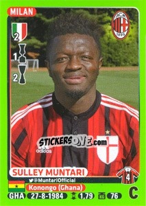 Cromo Sulley Muntari - Calciatori 2014-2015 - Panini