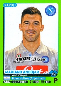 Sticker Mariano Andújar - Calciatori 2014-2015 - Panini