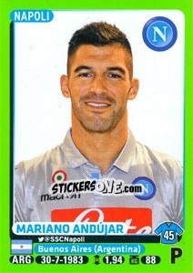 Cromo Mariano Andújar - Calciatori 2014-2015 - Panini