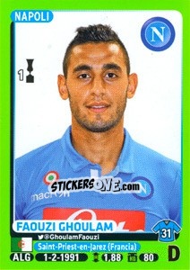 Sticker Faouzi Ghoulam - Calciatori 2014-2015 n. 323 - Panini