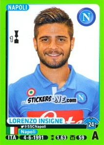 Sticker Lorenzo Insigne - Calciatori 2014-2015 n. 333 - Panini