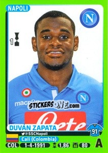 Sticker Duván Zapata - Calciatori 2014-2015 n. 334 - Panini