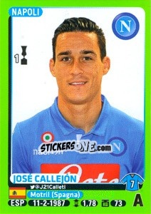 Sticker José Callejón - Calciatori 2014-2015 n. 335 - Panini