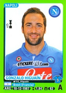 Sticker Gonzalo Higuaín - Calciatori 2014-2015 n. 336 - Panini