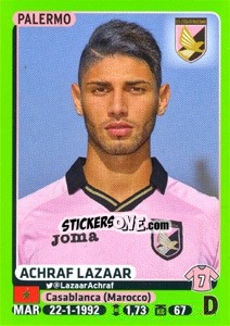 Cromo Achraf Lazaar - Calciatori 2014-2015 - Panini