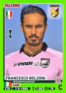 Cromo Francesco Bolzoni - Calciatori 2014-2015 - Panini