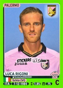 Sticker Luca Rigoni - Calciatori 2014-2015 n. 356 - Panini