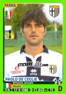 Sticker Paolo De Ceglie - Calciatori 2014-2015 - Panini