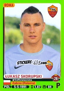 Figurina Lukasz Skorupski - Calciatori 2014-2015 - Panini