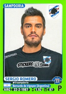 Figurina Sergio Romero - Calciatori 2014-2015 - Panini