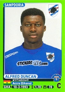 Cromo Alfred Duncan - Calciatori 2014-2015 - Panini