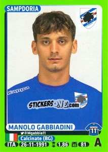 Sticker Manolo Gabbiadini - Calciatori 2014-2015 n. 438 - Panini