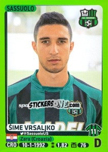 Sticker Šime Vrsaljko - Calciatori 2014-2015 - Panini