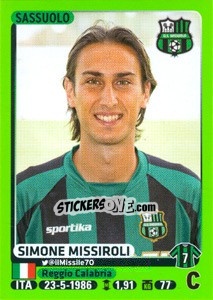 Figurina Simone Missiroli - Calciatori 2014-2015 - Panini