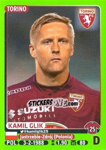 Sticker Kamil Glik - Calciatori 2014-2015 n. 474 - Panini