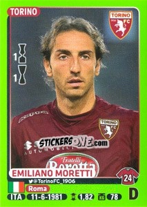 Cromo Emiliano Moretti - Calciatori 2014-2015 - Panini