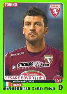 Sticker Cesare Bovo - Calciatori 2014-2015 - Panini