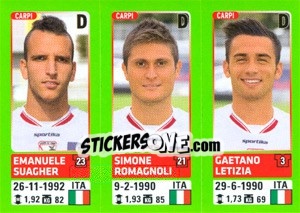 Sticker Emanuele Suagher / Simone Romagnoli / Gaetano Letizia - Calciatori 2014-2015 n. 582 - Panini