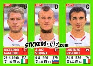 Sticker Riccardo Gagliolo / Aljaž Struna / Lorenzo Pasciuti - Calciatori 2014-2015 n. 583 - Panini