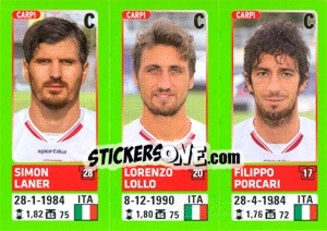 Sticker Simon Laner / Lorenzo Lollo / Filippo Porcari - Calciatori 2014-2015 - Panini