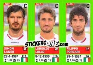 Cromo Simon Laner / Lorenzo Lollo / Filippo Porcari - Calciatori 2014-2015 - Panini