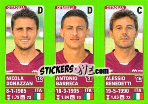 Sticker Nicola Donazzan / Antonio Barreca / Alessio Benedetti - Calciatori 2014-2015 n. 599 - Panini