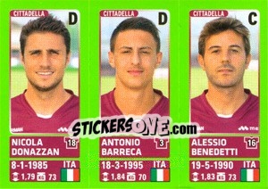 Cromo Nicola Donazzan / Antonio Barreca / Alessio Benedetti - Calciatori 2014-2015 - Panini