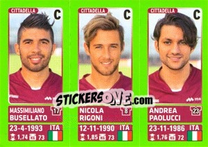 Sticker Massimiliano Busellato / Nicola Rigoni / Andrea Paolucci - Calciatori 2014-2015 n. 600 - Panini