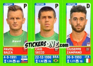 Sticker Pavol Bajza / Caio Secco / Giuseppe Zampano - Calciatori 2014-2015 n. 604 - Panini