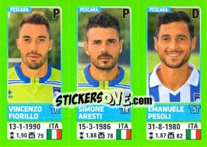 Sticker Vincenzo Fiorillo / Simone Aresti / Emanuele Pesoli - Calciatori 2014-2015 - Panini