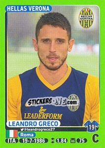 Sticker Leandro Greco (Hellas Verona) - Calciatori 2014-2015 - Panini