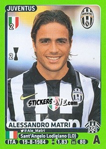 Cromo Alessandro Matri (Juventus) - Calciatori 2014-2015 - Panini