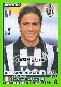 Figurina Alessandro Matri (Juventus) - Calciatori 2014-2015 - Panini