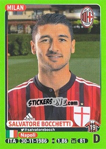 Cromo Salvatore Bocchetti (Milan) - Calciatori 2014-2015 - Panini