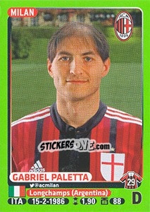 Cromo Gabriel Paletta (Milan) - Calciatori 2014-2015 - Panini