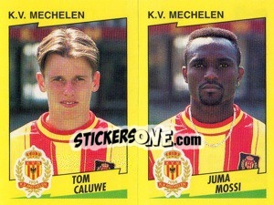 Sticker T.Caluwe / J.Mossi  - Football Belgium 1997-1998 n. 445 - Panini