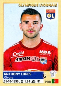 Cromo Anthony Lopes - FOOT 2014-2015 - Panini