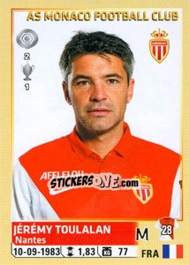 Figurina Jérémy Toulalan - FOOT 2014-2015 - Panini