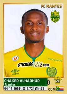 Cromo Chaker Alhadhur - FOOT 2014-2015 n. 318 - Panini